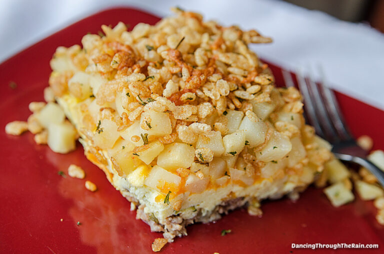 Rice Krispie Sausage Hashbrown Casserole
