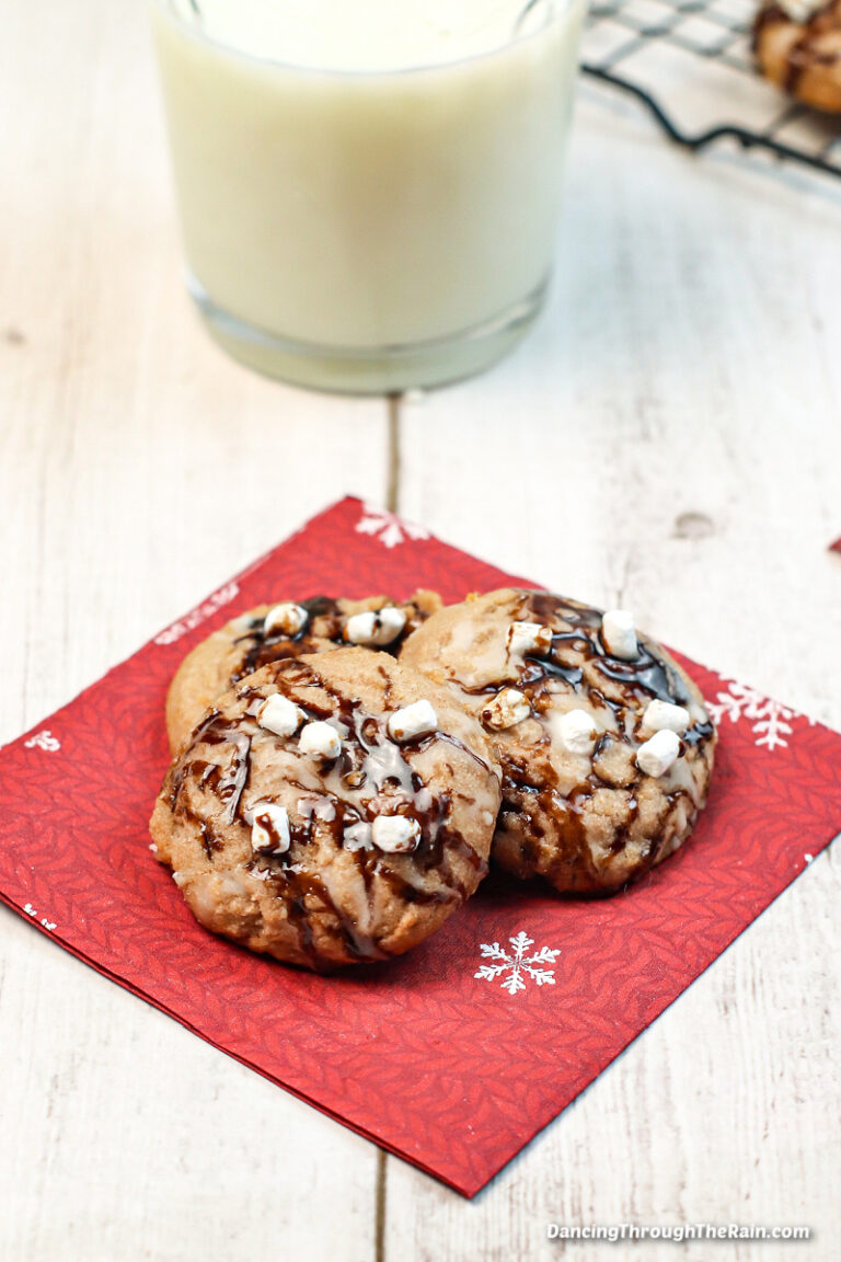 Hot Chocolate Cookies With Chocolate Marshmallow Glaze Dancing