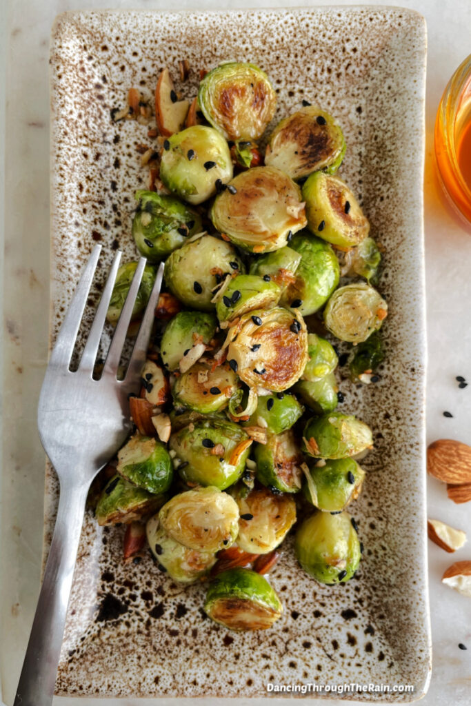 Pan Fried Brussels Sprouts With Almonds Dancing Through the Rain