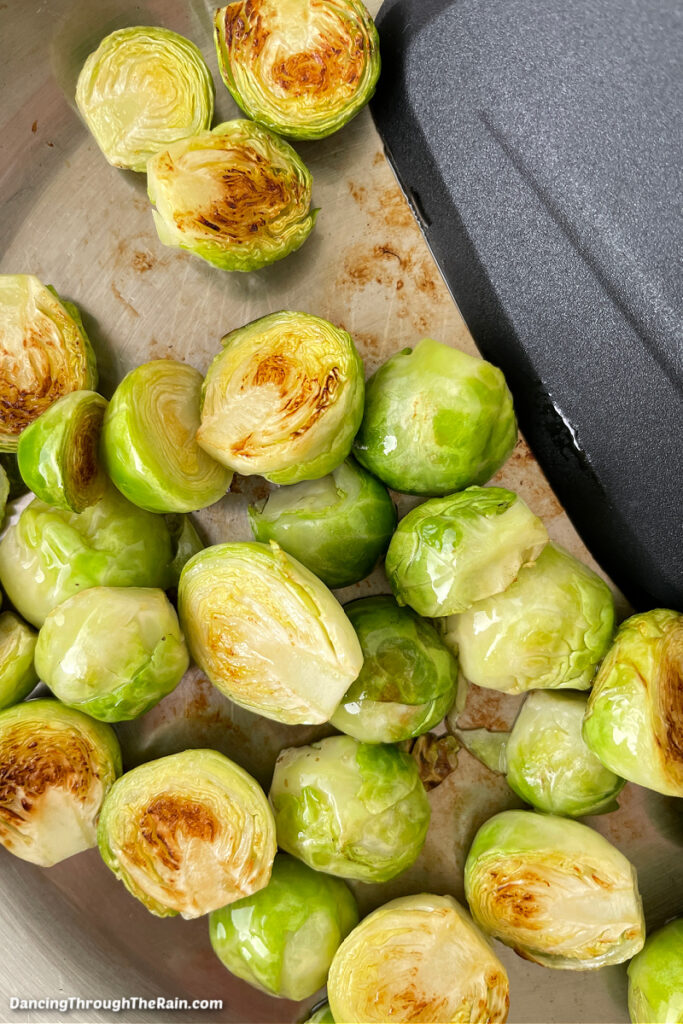 Pan Fried Brussels Sprouts With Almonds Dancing Through the Rain