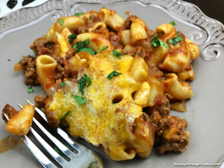 Homemade Beefaroni Casserole With Cheese - Dancing Through the Rain