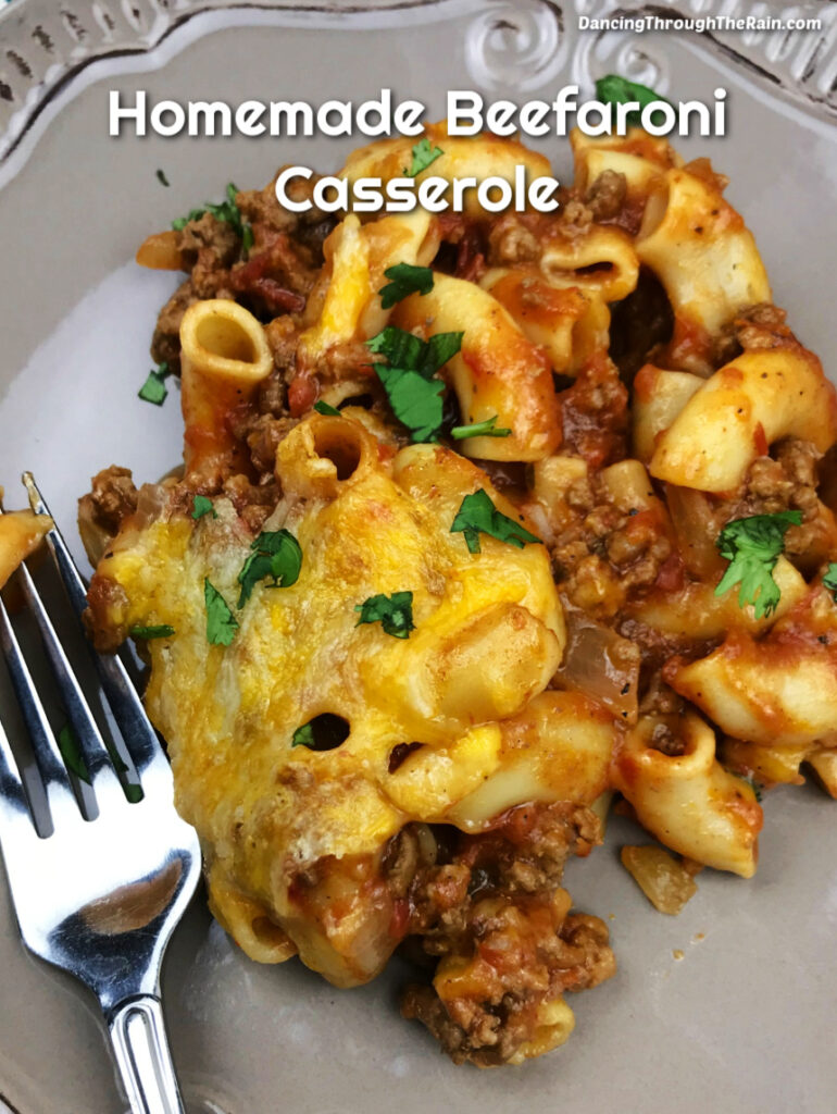 Homemade Beefaroni Casserole With Cheese - Dancing Through the Rain