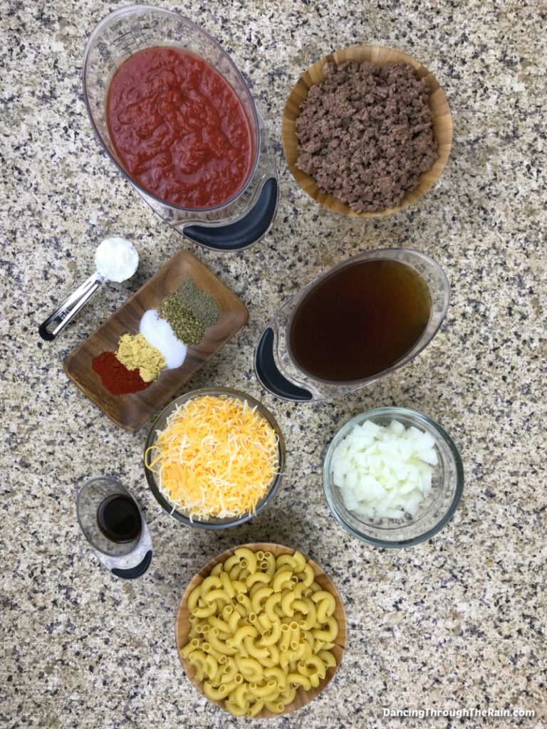 Homemade Beefaroni Casserole With Cheese - Dancing Through the Rain